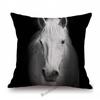 White Horse Royal Court Horsemanship Club Decoration Art Sofa Throw Pillow Case Black White Elegant Linen Pony Cushion Cover