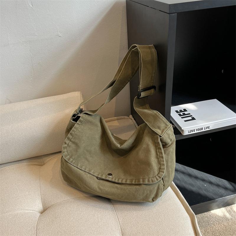Japanese casual canvas bag crossbody bag men's and women's vintage simple shoulder bag student backpack class bag men's shoulder bag