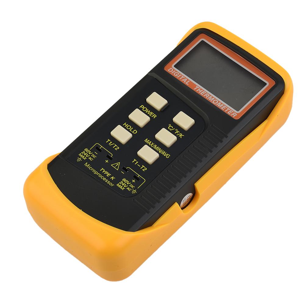 Dual Channel K Type Digital Thermometer Thermocouple 6802 II, 2 Sensors & Probe Electronic Thermometer Thermostat Pyrometer