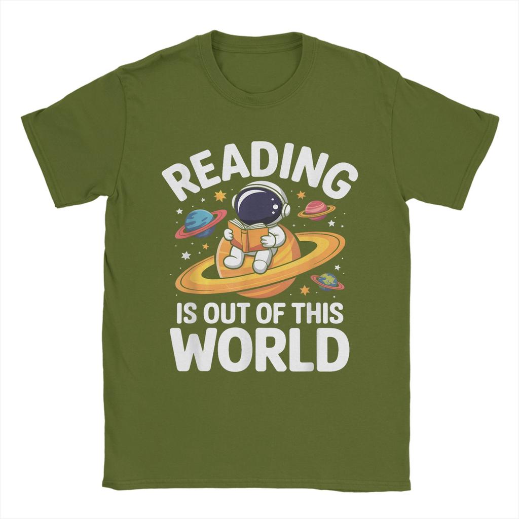 Unisexs TShirt Reading is Out of This World Space Funny Books Lover Funny Tee Shirt Short Sleeve  T Shirt Crew Neck Clothing