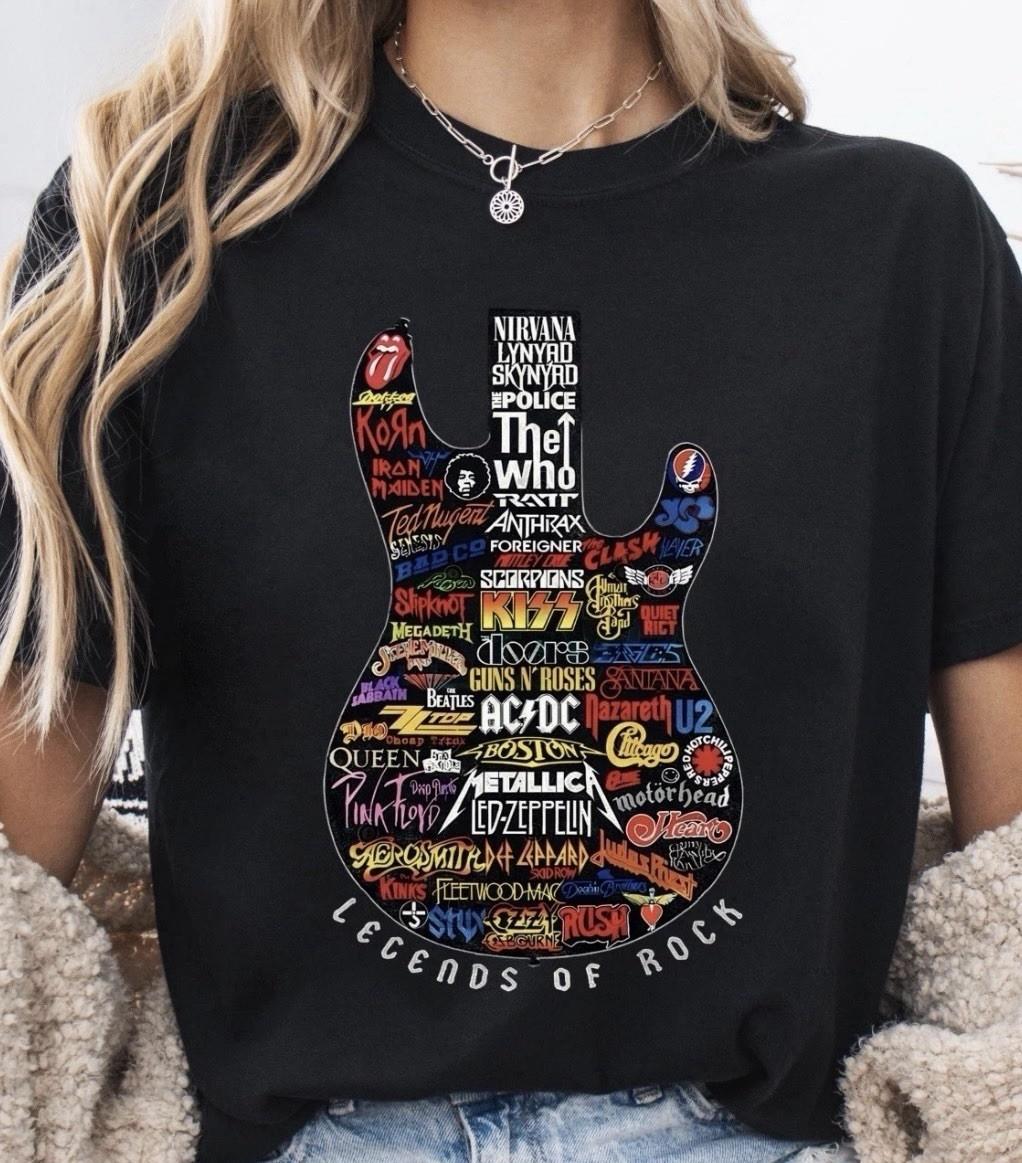 Legends of Rock Gitarren-T-Shirt, Metal Rock Bands, Musikliebhaber T-Shirt Größen S-3XL M black