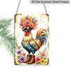 2D Flat - Cool Rooster with Sunglasses & Flowers Metal Sign - Funny Farmhouse Decor Durable Aluminum Material 8*12 Inches Farmhouse Kitchen Wall