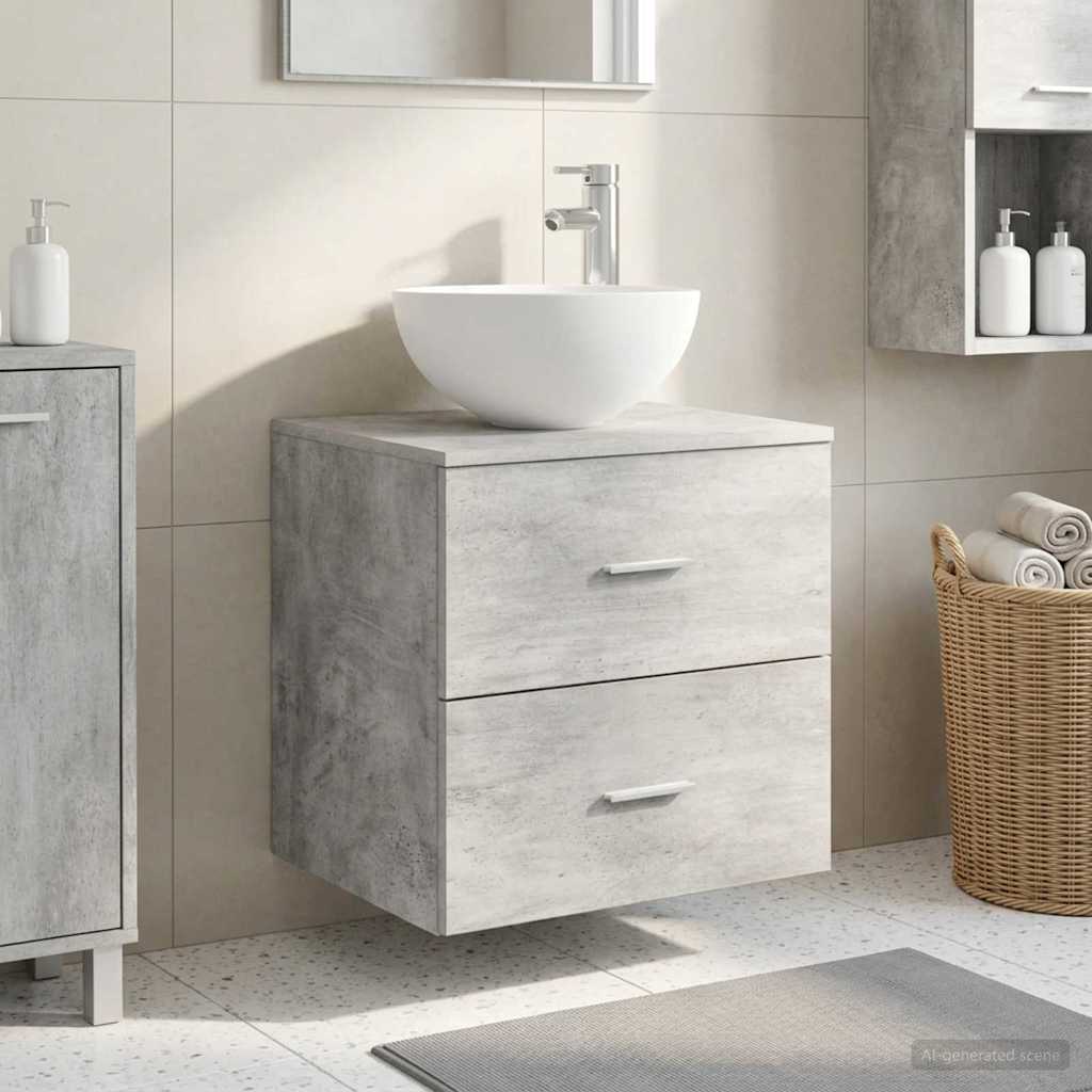 Wall Mounted Washbasin Cabinet in Concrete Grey 49.5 x 35 x 63 cm