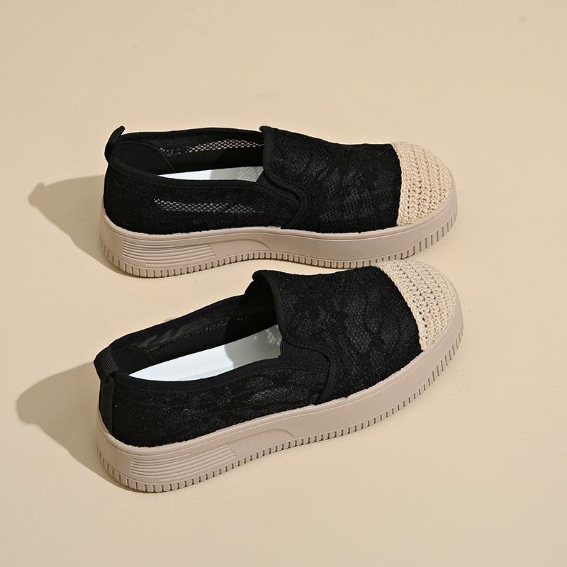 Fashion CRLAYDK Women's Penny Loafers Lace Jacquard Driving Moccasins Casual Slip On Comfort Ladies Walking Flat Breathable Boat Shoes