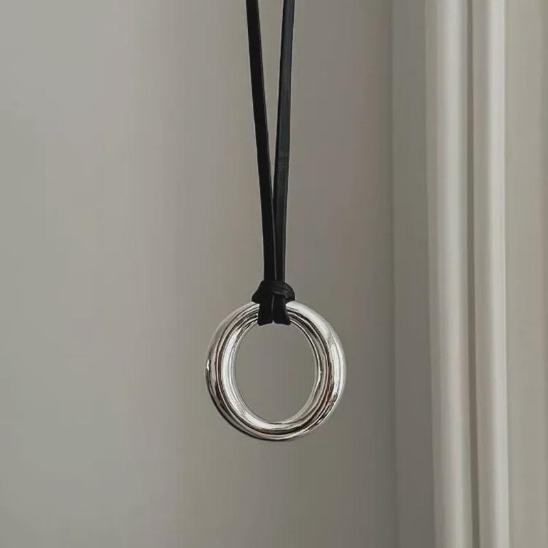 Geometric Ring Necklace: Trendy Korean-Style Adjustable Clavicle Chain