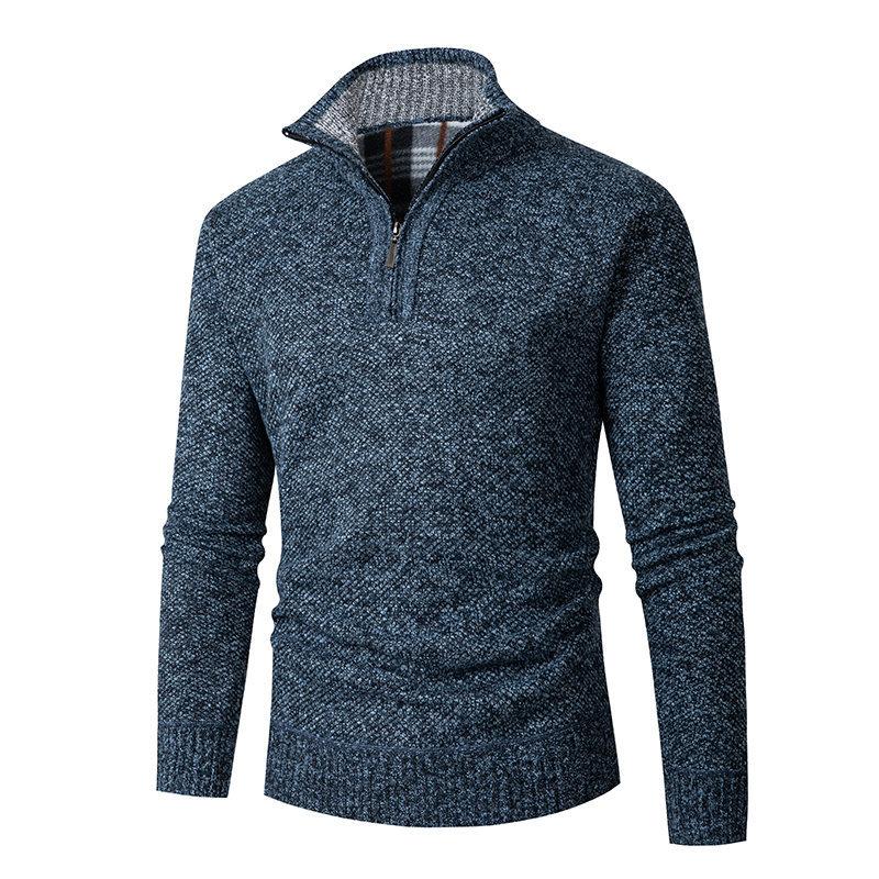 Men'S Autumn And Winter New Men'S Casual Sweater Men'S Solid Color Fleece Knitted Sweater Bottoming Shirt