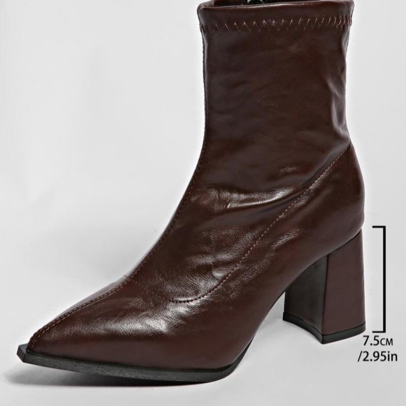 Fashion Designer Vintage Women Ankle Boots Fashion Pointed Toe Short Booties Elegant High Heels Shoes Botas Mujer