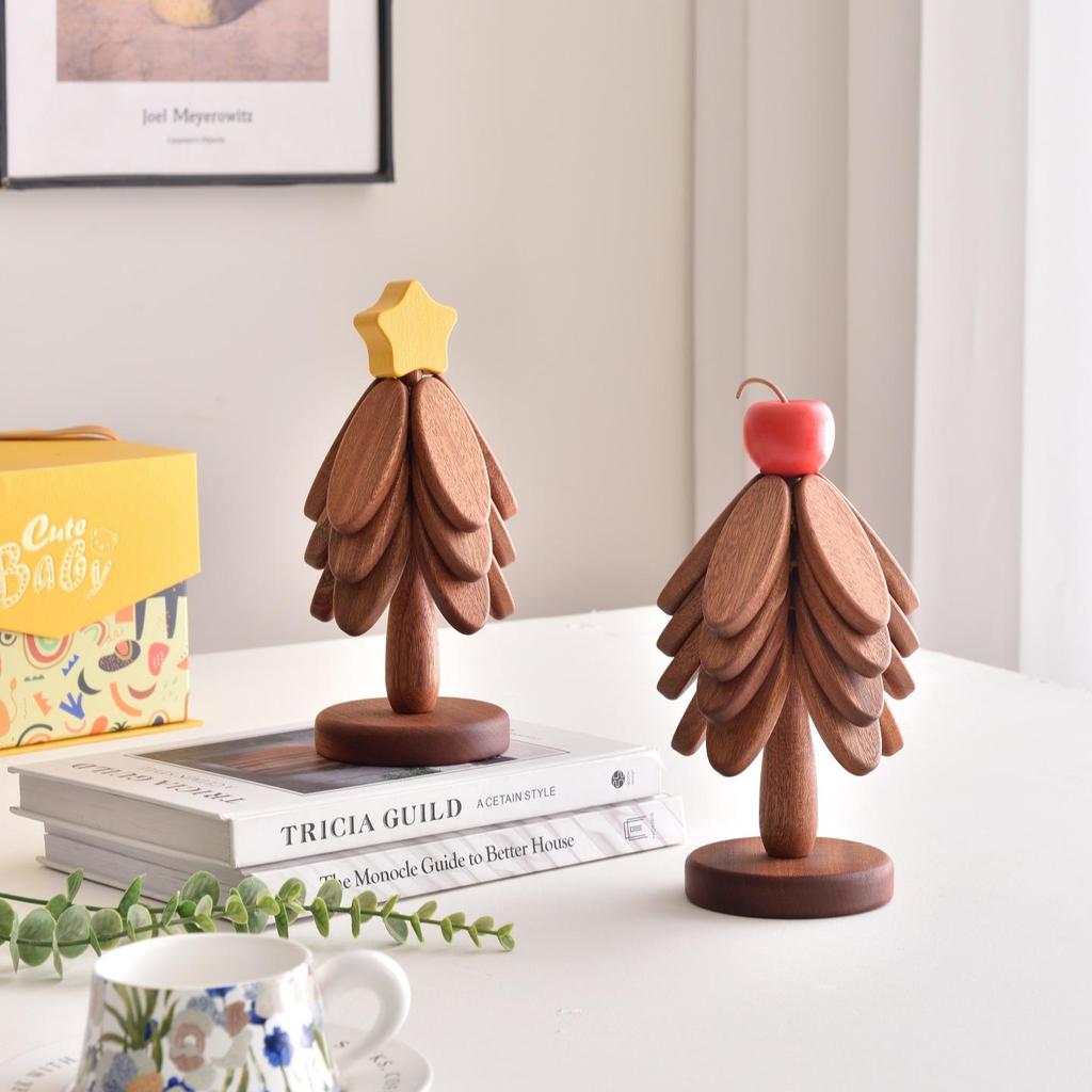 High-End Solid Wood Christmas Tree Table Mat - Heat Resistant Pot & Dish Pad