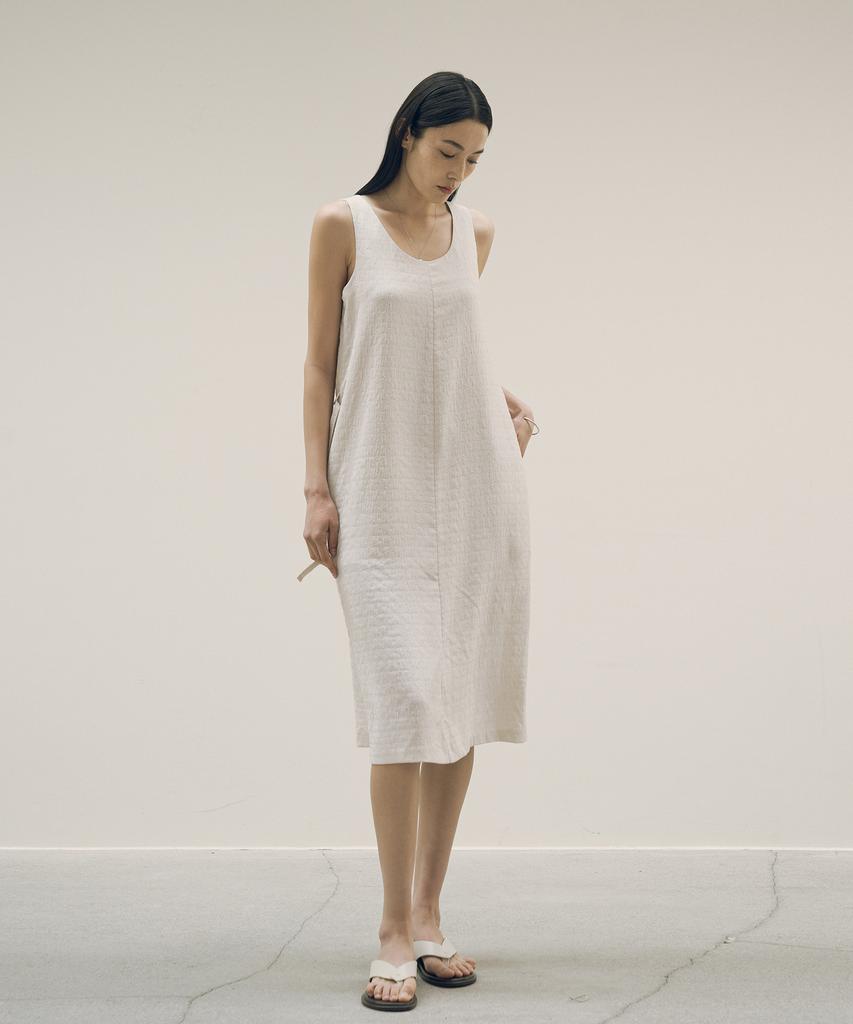 Siyajyu Sia8029 Wrinkle Sleeveless Dress_Vanilla Cream