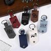 Vintage Leather Keychain with Stainless Steel Pendant