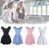 Women Ruffled Apron with Pocket Cotton Apron Pinafore Dress Ruffle Maid Apron Kitchen Cooking Apron for Baking Gardening