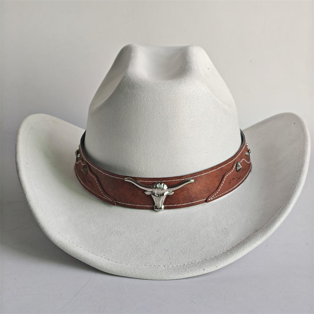 Bull Head Accessories Cowboy Hat For Women Men 7.5Cm Wide Brim Western Suede Hat For Cowboys And Cowgirls Sombrero Vaquero