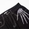 Jeans Uomo Stampa Osso Scuro Pantaloni Larghi Trendy Gamba Dritta