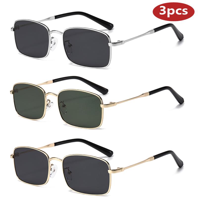 1/3pcs Square Metal Sunglasses UV400 Protection Fashion Men Women Outdoor Sports Luxury Design Eyewear