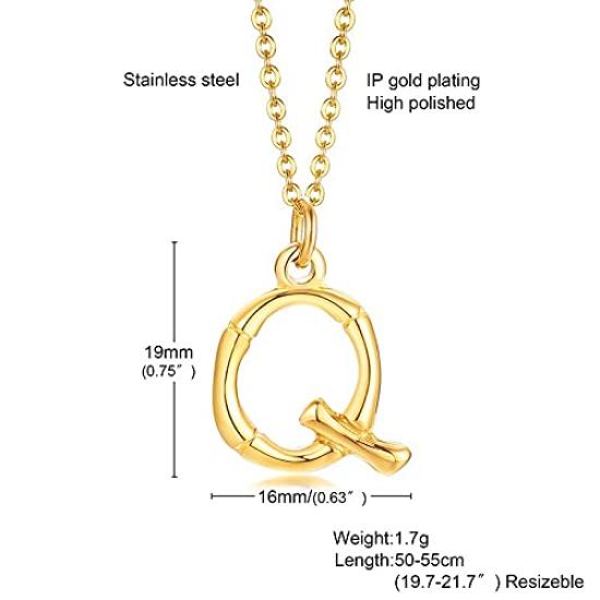 Rockyu Náhrdelník pre abecedný iniciál z nehrdzavejúcej ocele 18K na kľúčnu kosť Módny doplnok pre ženy, Zlatý, 18K, Prívesok, Náhrdelník, Elegantný, DIY26, Oceľ, Náhrdelník,