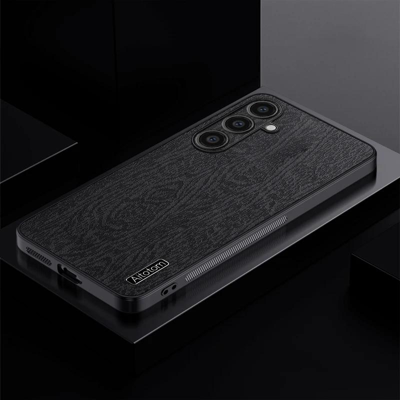 

Для Samsung Galaxy A55 A35 A25 A15 A05 A05S 4G 5G Back Shell Tree Leather Pattern Phone Case Soft Frame Protect Fundas For Samsung A25 чорний