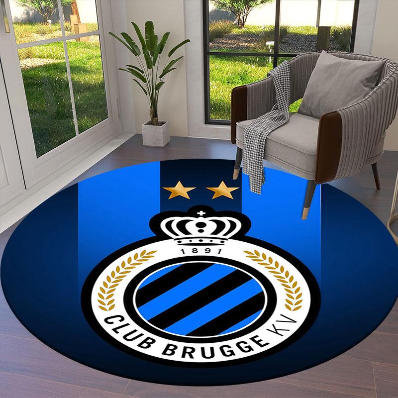 Club Brugge KV Round Area Rug,Carpet Rug for Living Room Bedroom Sofa Playroom Decor,Non-slip Floor Mat