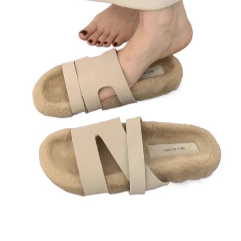 Fashion Women Fur Slippers Casual Sport Slingback Shoes 2025 Trend New Fashion Open Toe Flip Flops Woman Cozy Suede Short Plush Slides