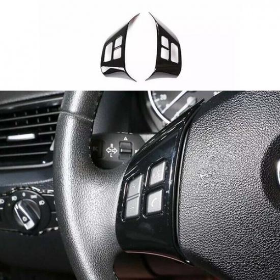 Cover Trim 2010-2013 Fit For BMW X1 E84 Bright Black Steering Wheel Button Frame