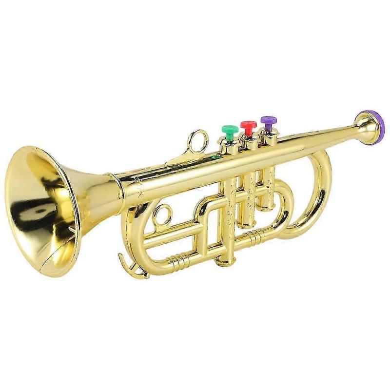 Trumpet 3 Tones 3 Colored Keys Simulation Play Mini Musical Wind Instruments for Children Birthday Party Toy Gold