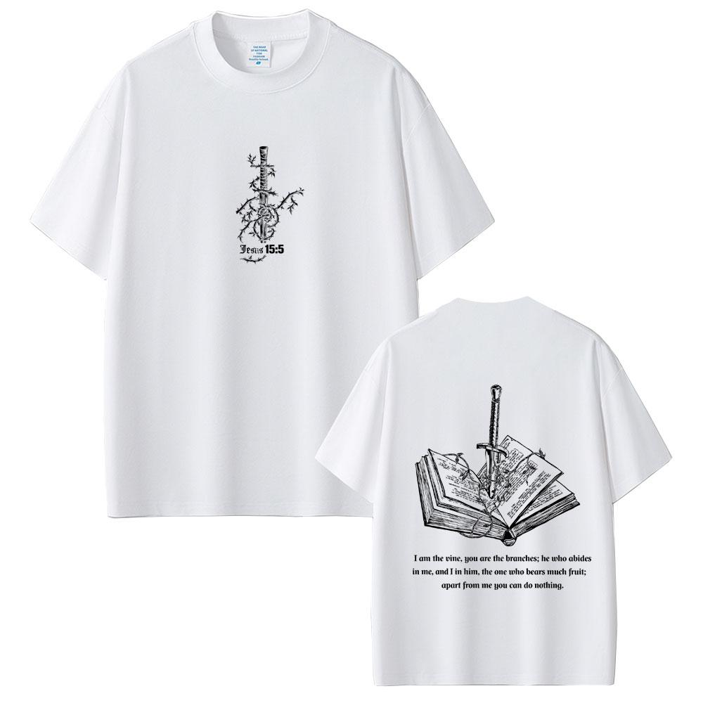 Christian Jesus I Am The Vine You Are The Branches Bible Verse T-shirt Unisex Women Hip Hop Gothic T Shirts Male Casual Cotton Tees