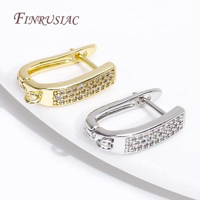 18K Gold Plated Inlaid Zircon Earring Hook Clasps Fittings Ear Wire Hooks For Handmade DIY Earrings Jewelry Making Accessories