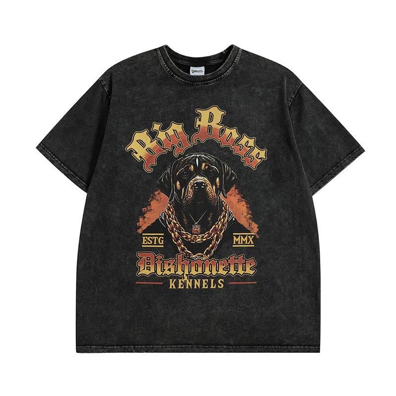 American Trendy Brand Washed Old Short-Sleeved T-Shirt Men'S And Women'S Vintage Hip-Hop Retro Vintage Half-Sleeved T