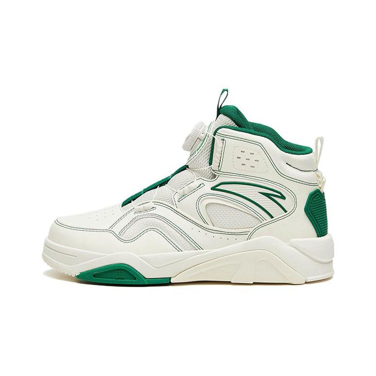 Anta Kids Non-Slip Shock Absorbing Durable Lightweight High-Top Skate Shoes Kids Skate Shoes White Green 312318008H-4