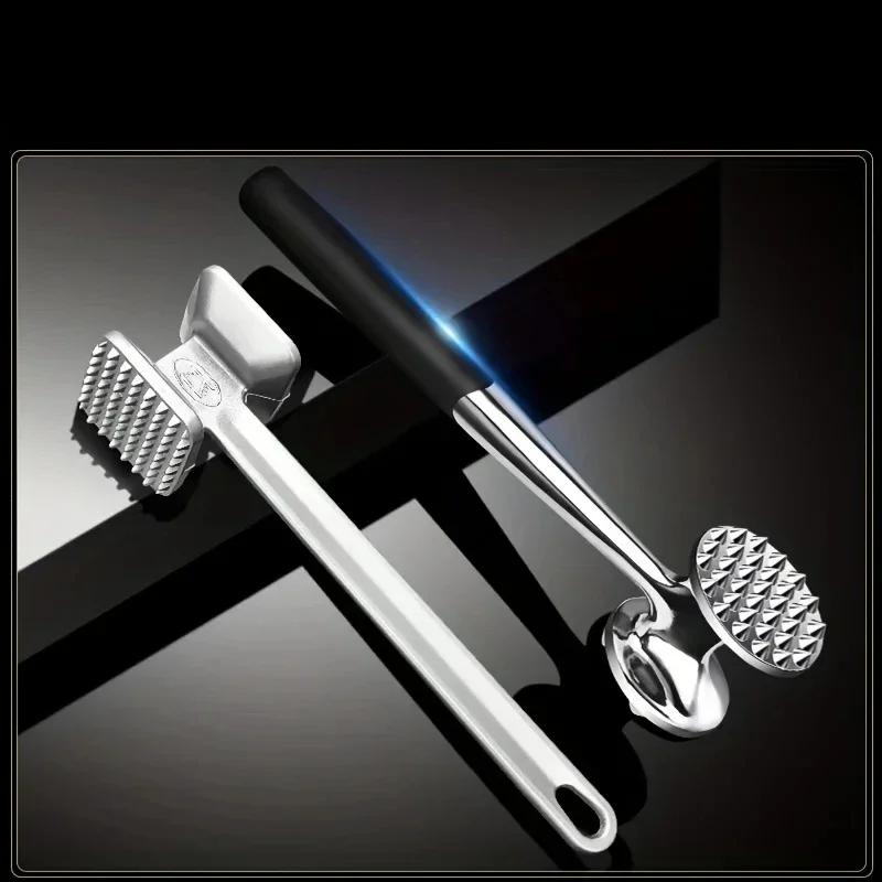 Ciocan de Carne Dublu Față din Oțel Inoxidabil pentru Bucătărie, Tenderizator de Carne Multifuncțional pentru Bucătar Profesionist