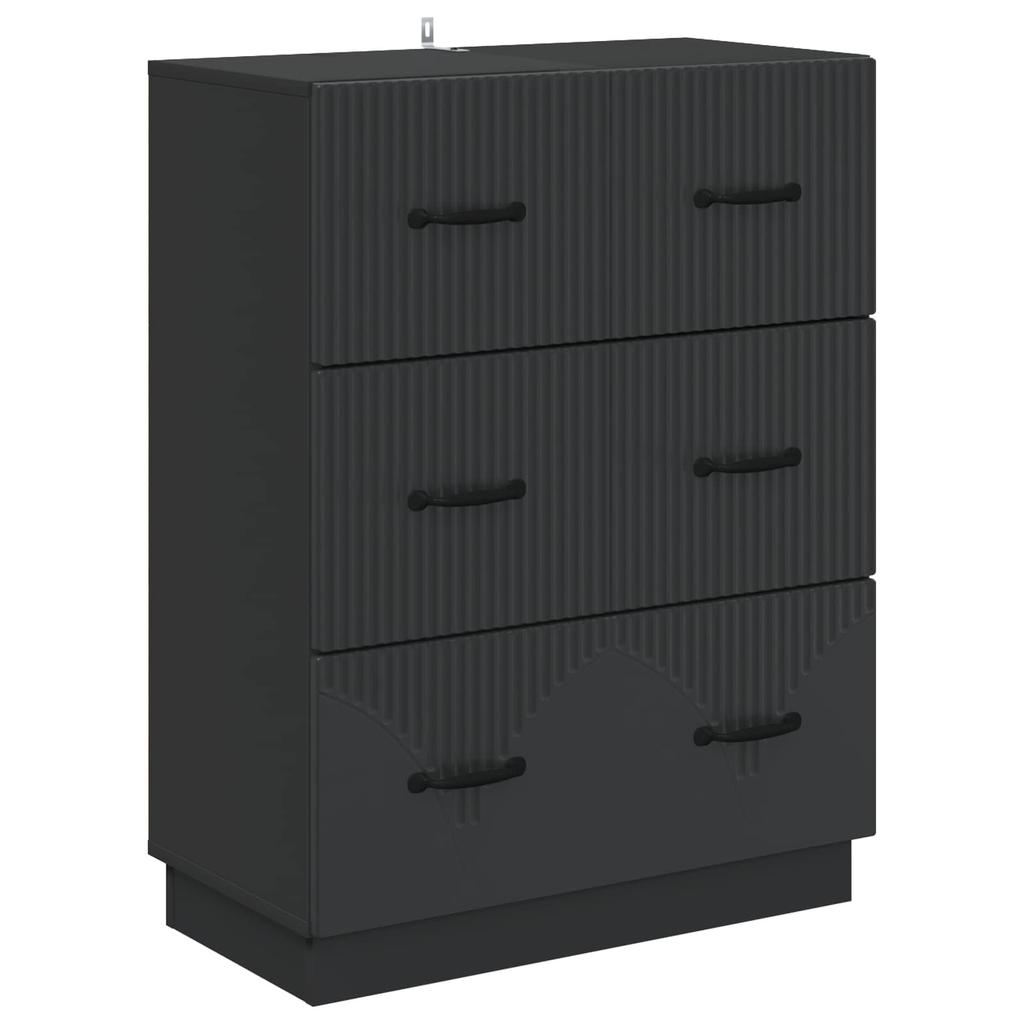 Drawer Cabinet Black 66 x 34.5 x 87 cm Particleboard