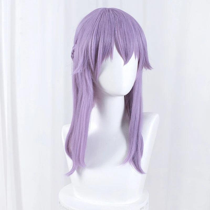 Perucă scurtă Hiiragi Shinoa pentru cosplay, violet deschis, cu împletituri, rezistentă la căldură, păr sintetic, pentru petrecere, anime, peruci + capac pentru perucă