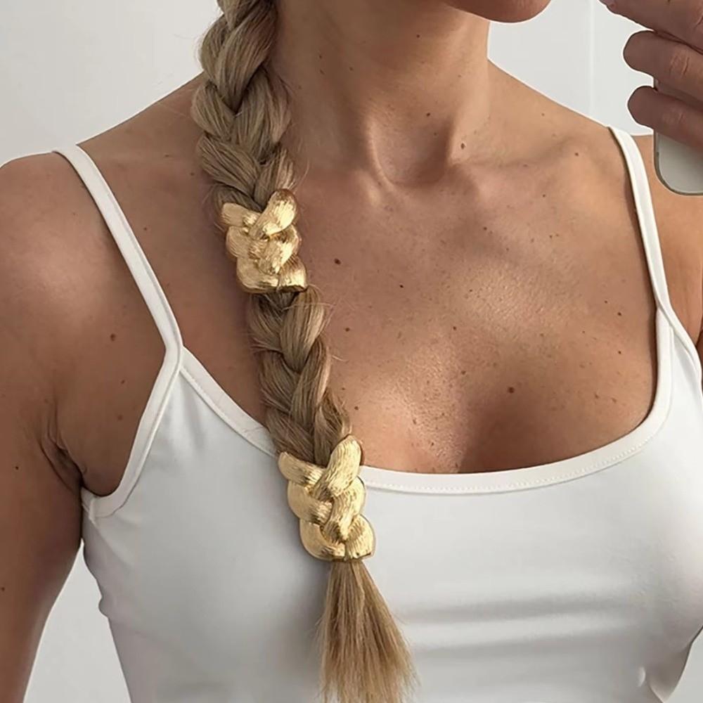 Zinc Zinc Alloy Metal Braid Rubber Band Elastic Hair Scrunchie Unique Ponytail Hair Rope Women