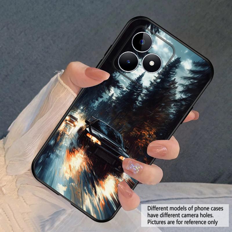 A car in the rain For Oppo Realme 11 12 12X 14 Pro Plus 8 C55 C63 65 67 75 51 53 GT 2 7 Neo 3 5 SE 7 50 silicone soft phone case