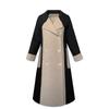 Women's Long Wool Coat - Double-Sided Fleece, Color Block, Hepburn Style, Slimming Overcoat.