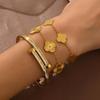 Edelstahl Damen Armband Schmuck mit Zirkonium & Titan Kleeblatt.
