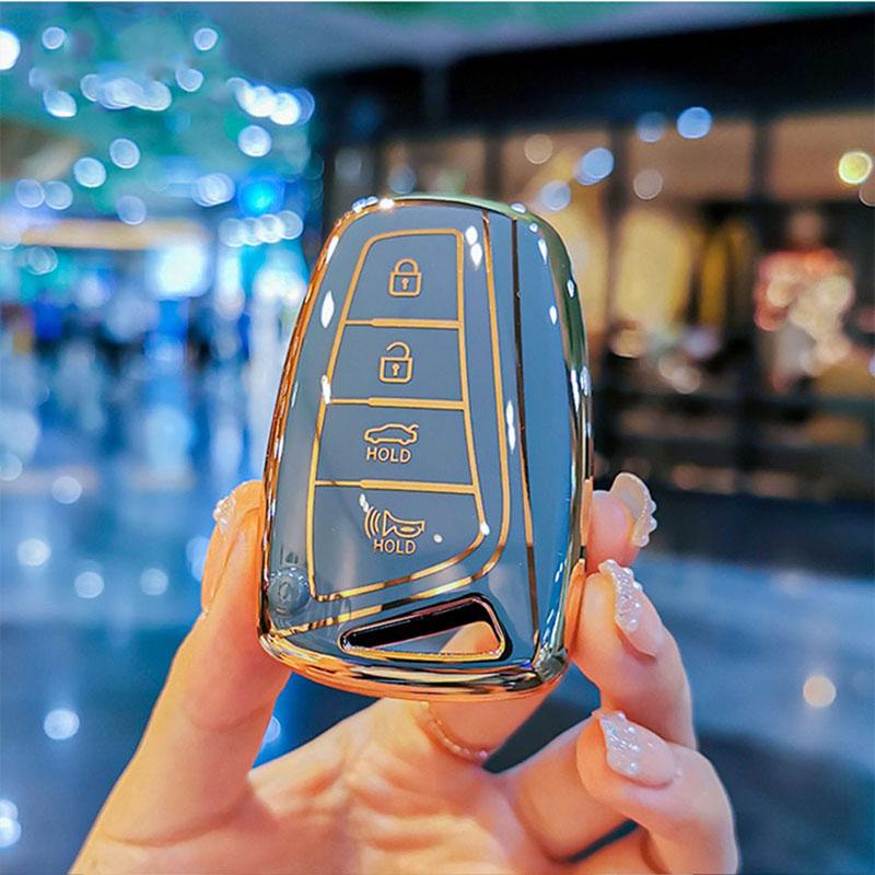 Fashion TPU Car Key Case Shell For Hyundai Santa Fe Sport Ix45 Equus Centennial Genesis G80 Grandeur Azera 2013-2016 Keychain