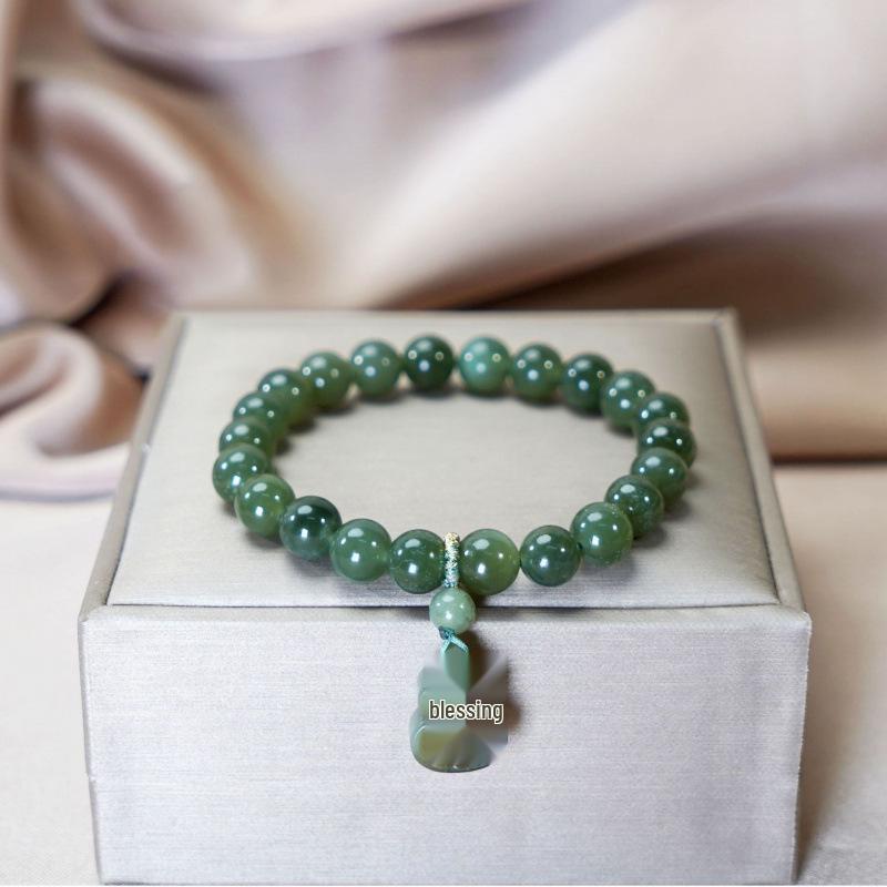 Ice Blue Hetian Jade Bracelet for Women - Elegant Bead String Jewelry, 2024 New Style