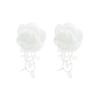 E11891 temperament handmade flower stud earrings female sweet tassel long mesh flower earrings earrings