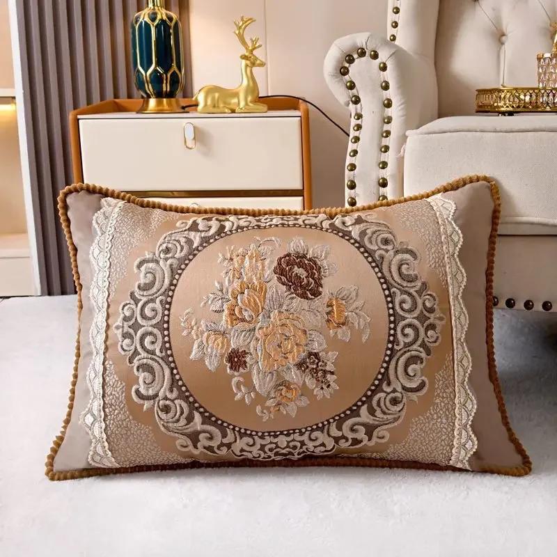 1 stuk Vintage Borduur Kussensloop Huis Sofa Decoratie Kussen Rechthoekige Kussenhoes Zacht en Wasbaar Taille Kussensloop 40x60cm  pillowcase