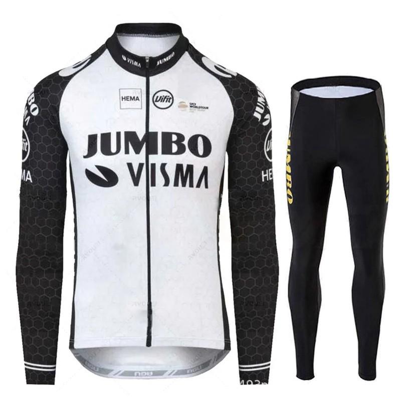 Mens Long Sleeve Cycling Jersey Bib Shorts Set Breathable Quick Dry Road Bike Apparel