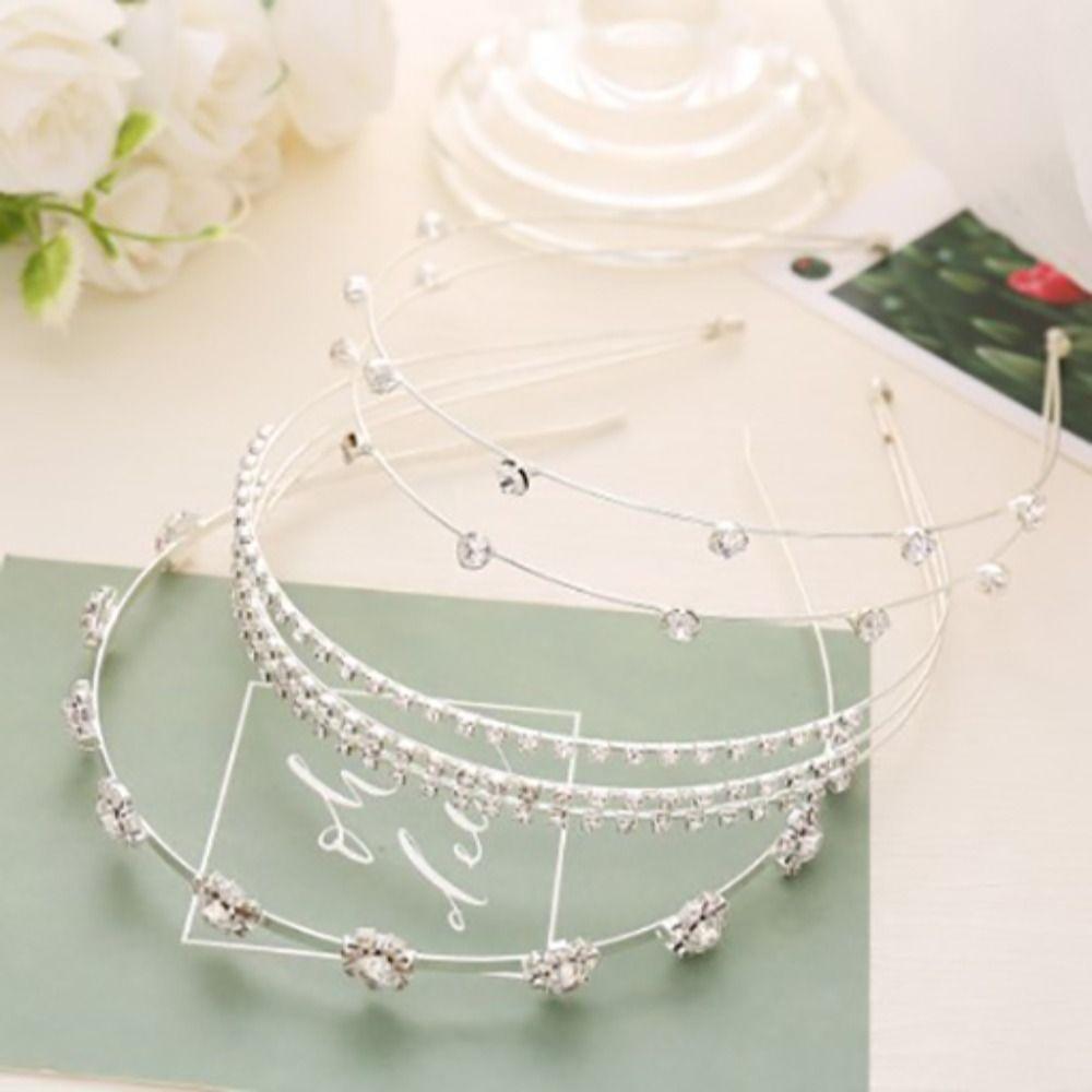 

2pcs Hair Accessories Chic Hair Hoop Pearl Multilayer Rhinestone Party Hairband Headband