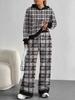 Square Splicing European, American Autumn and Winter Casual Long-sleeved Suit Women's Hooded Sweater Trousers Two-piece Set