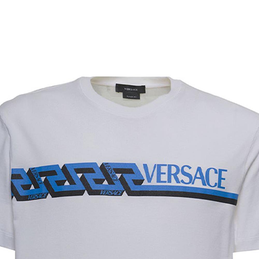 Versace Ss22 Logo Print Simple Short Sleeve T-Shirt Men Tops White 10039111-A02781-1W000