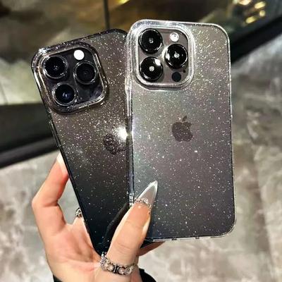 New Luxury Bling Glitter Clear Case For iPhone 17 Pro Max 16 15 14 11 Pro Max 13 12 Mini Shockproof TPU Transparent Soft Cover