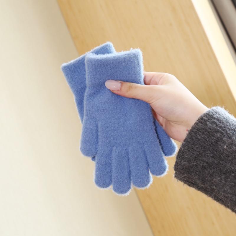 Winter warm knitted gloves simple mountaineering thickened velvet cycling women autumn winter cold protection