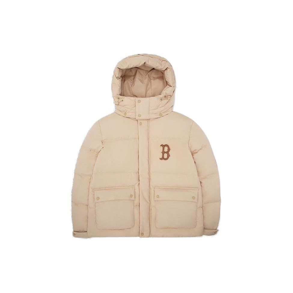 MLB Einfarbig Kapuzen-Oversized-Taschen Daunenjacke Unisex Oberbekleidung Beige 3ADJEC426-43BGS XXL beige