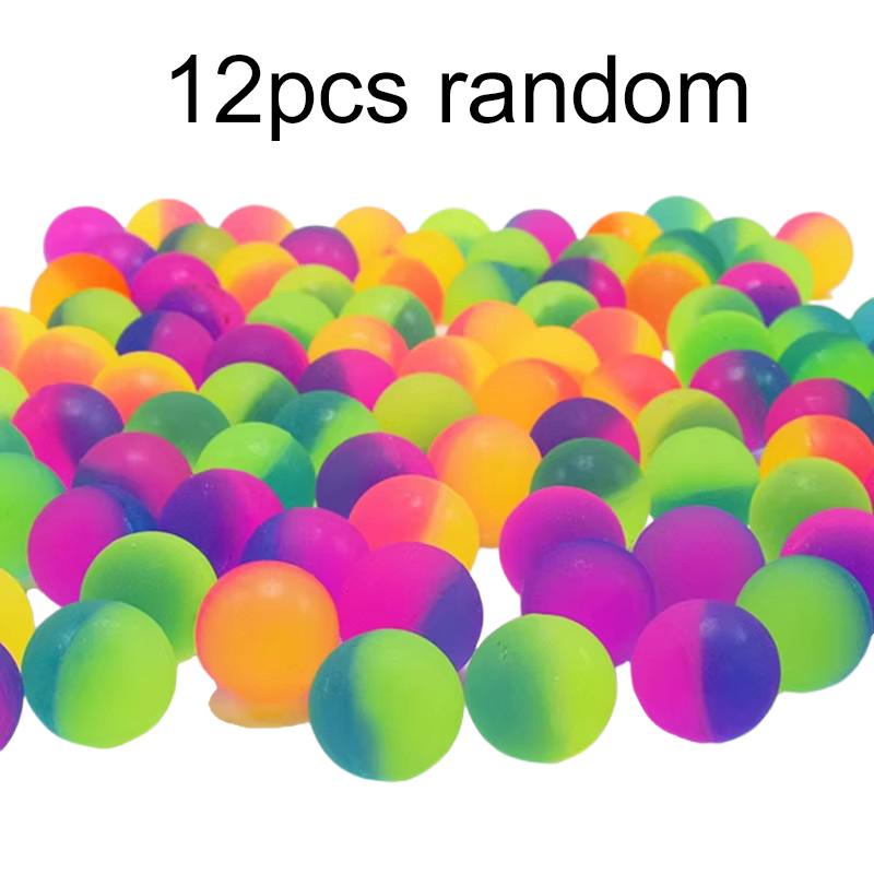 12/24pcs Children Elastic Ball Toys Bouncing balls Rubber Colored Float Ball Indoor Fun Ball Egg Twisting Machine Toy TMZ