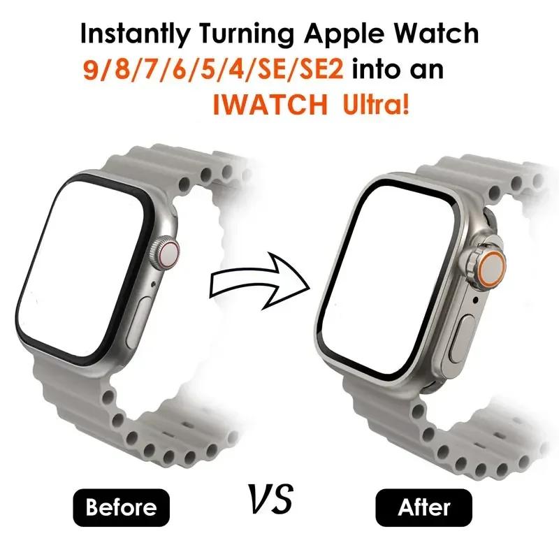 Protection d'écran pour Apple Watch 44mm 45mm 40mm 41mm PC Dur Avant Arrière Étui Bumper pour iwatch 9 8 7 6 5 4 Transformer en Ultra
