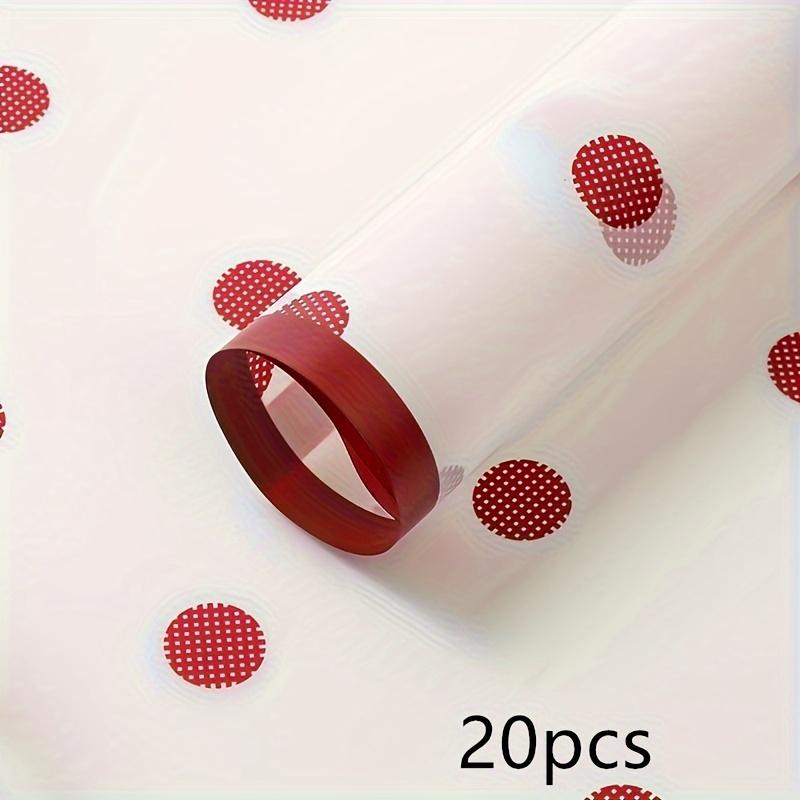 

20 листов водонепроницаемой цветочной упаковочной бумаги с узором в горошек Подарочная упаковочная бумага Бумага для букета роз ручной работы бордовый