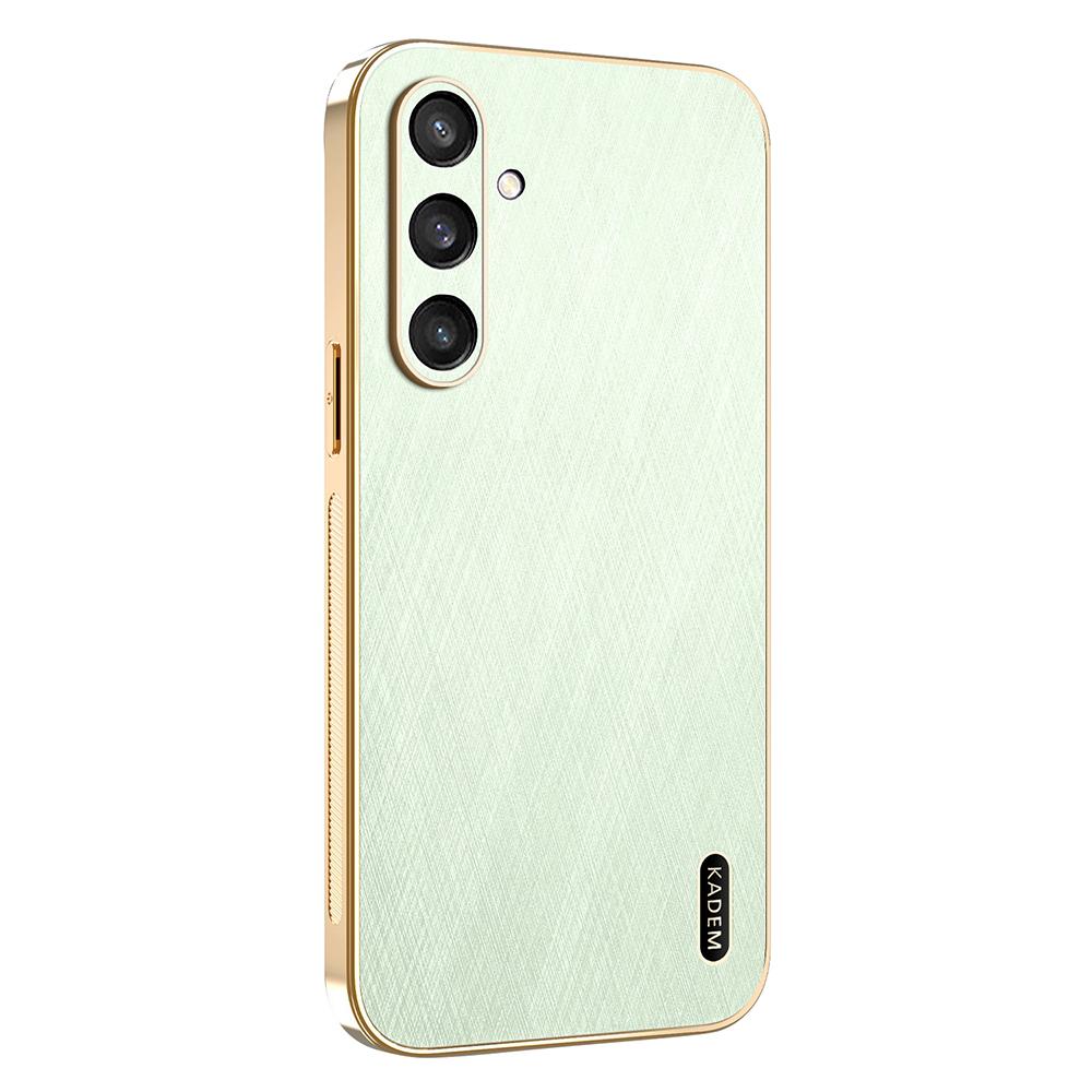 

KADEM For Samsung Galaxy S24 Case Electroplating Silk Texture PU+TPU Phone Back Cover Green